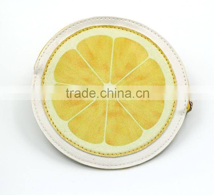 Top quality fruit PU cion purse bag coin pouch with zipper