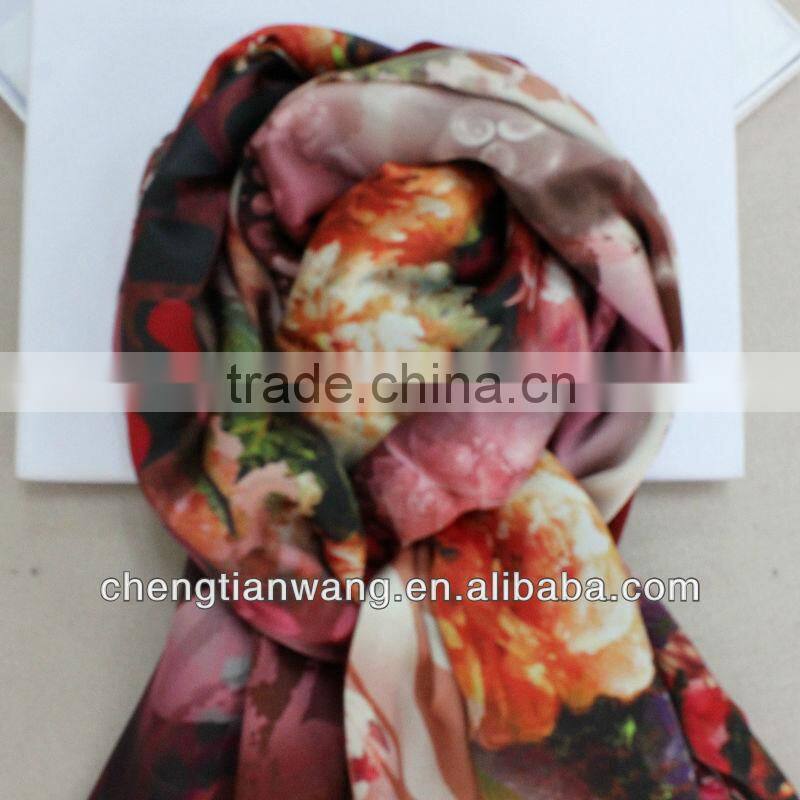 100% silk digital inkjet double scarf custom silk scarf