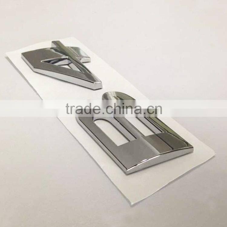 Decorative 3D outdoors shiny silver self-adhesive ABS plastic chrome letterings for cars