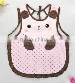 cute baby cotton apron/baby bear shape dinner apron/baby waterproof apron
