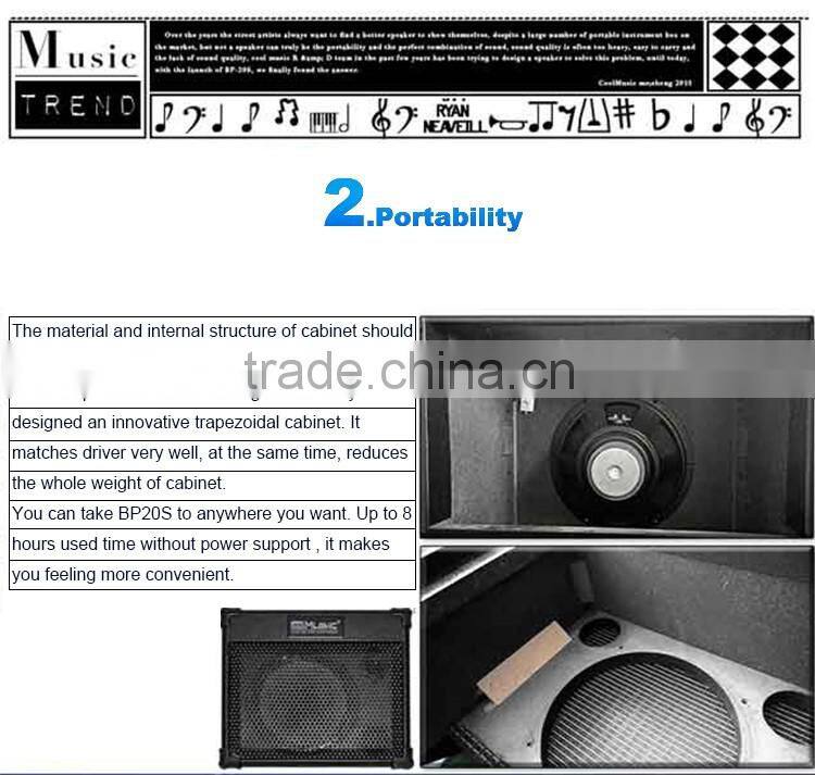 Rechargeable Battery Powered Wireless Outdoor Portable Bluetooth Speaker Guitar Amplifier