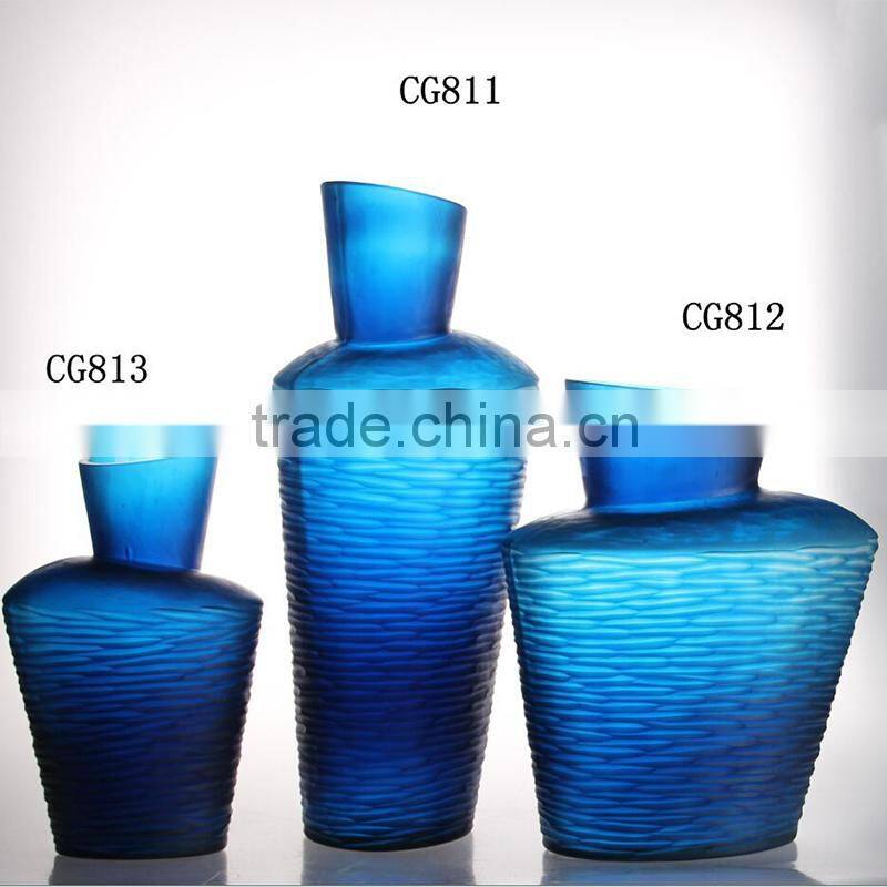 Promotion Modern Style glass vase Decor Cheap Blue