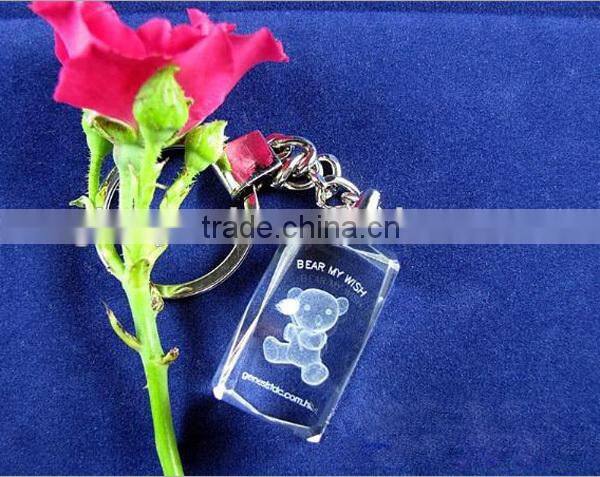 Cheap 3d led light custom shaped crystal keychain