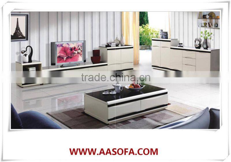 modern design wooden tea table with glass top