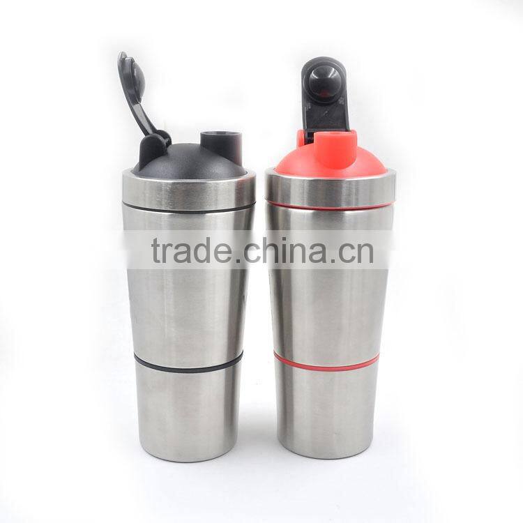 Custom Logo Metal Shaker Bottle,700ML+200ML Metal Shakers for Protein BPA free