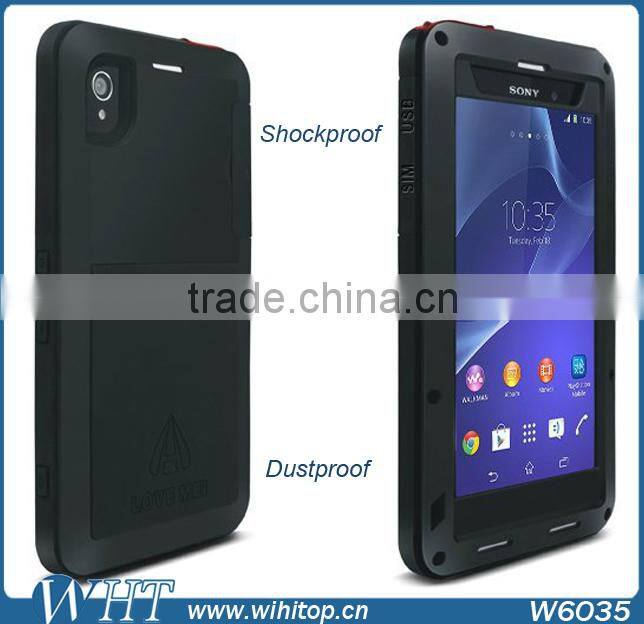 Shockproof Waterproof Case for Sony Xperia Z2 Aluminum Case Metal Powerful Case with Gorilla Glass