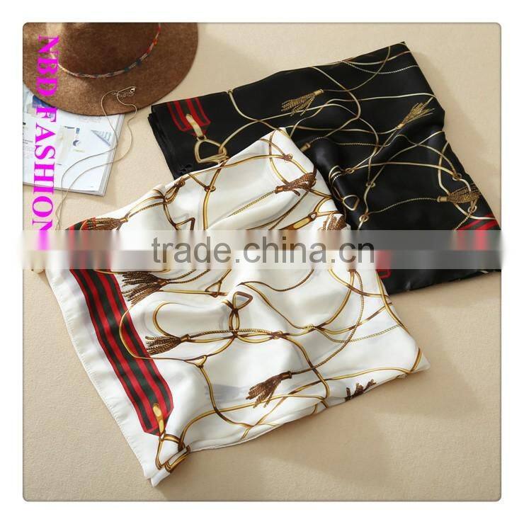 New arrival Vintage Stlye Imitated Silk Gold Chain Scarves Beach shawls