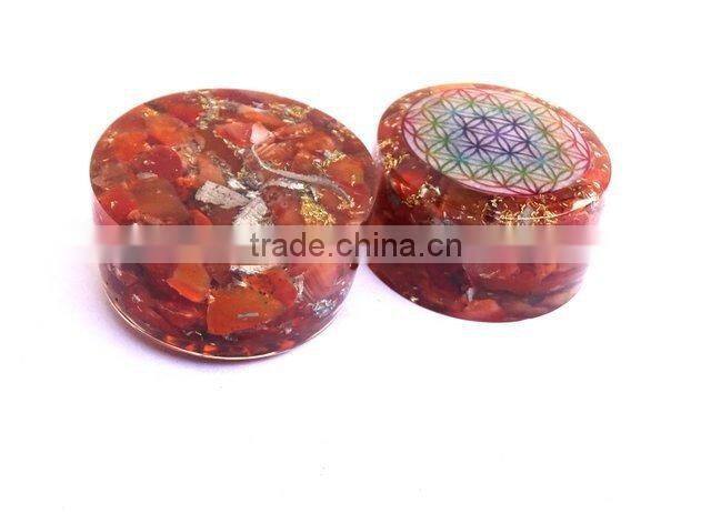 Carnelian Flower Of Life Orgonite Energy Tower Buster : Energetic Space Protectors