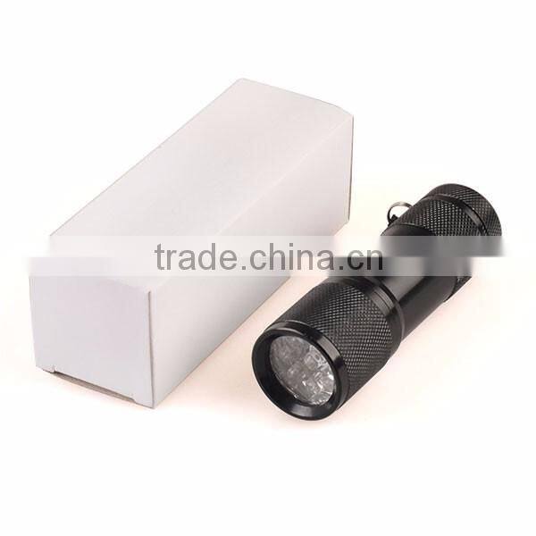 9 led 365nm uv flashlight for detecting fluorescer in cosmetics and baby stuff, Counterfeit Banknotes, Minerals, diamonds