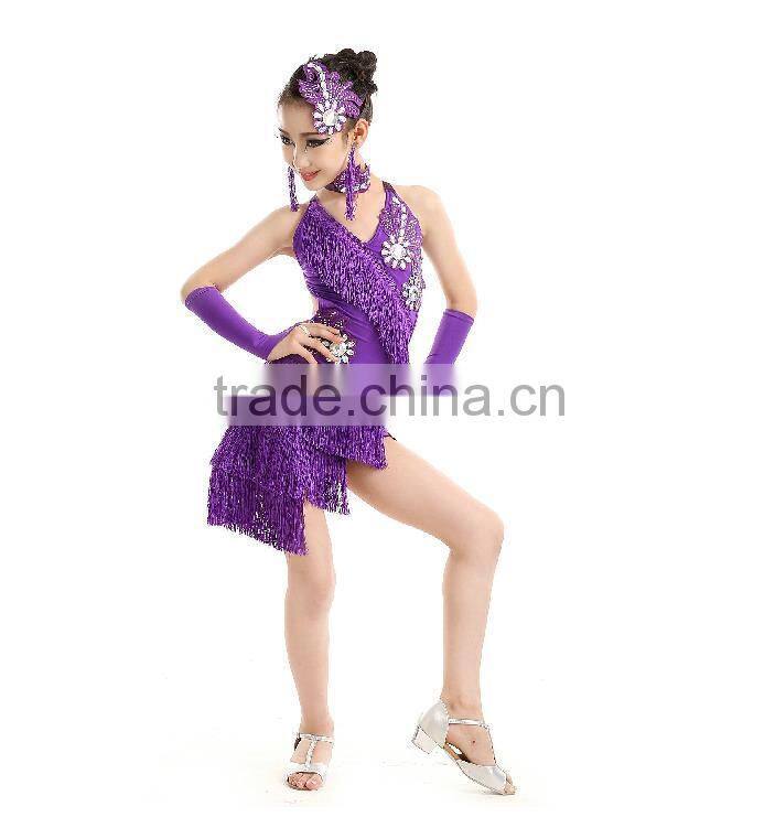 2015 hot sale children sex girl mini custome dress for latin dance