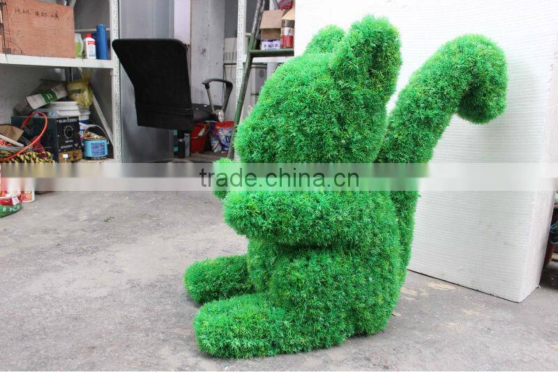 Artificial green plant topiary rabbit shape for garden decoration