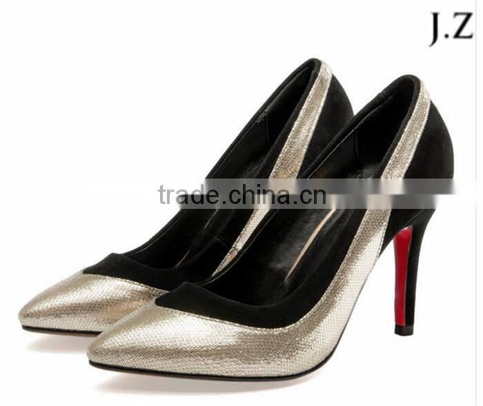 O77 custom made pump shoes black and sliver upper dress shoes for women new collection
