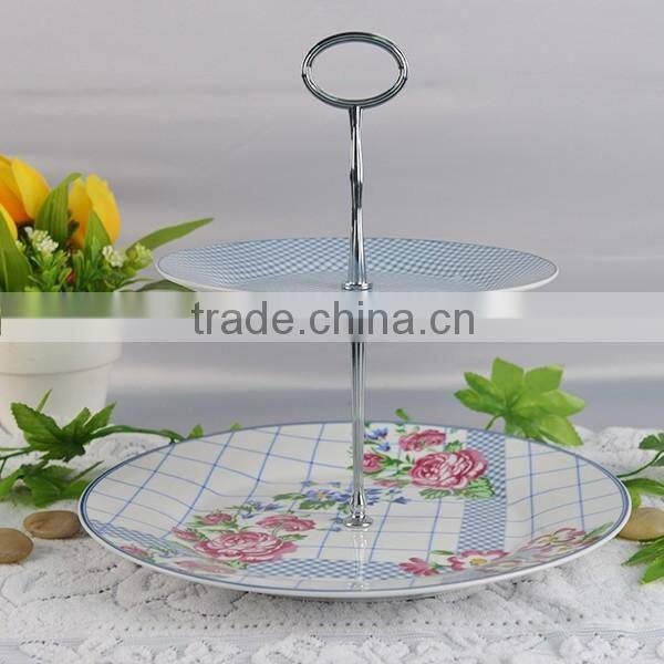 Porcelain home cake stand,China pocerlain dinner plate,cholocalate cake plate