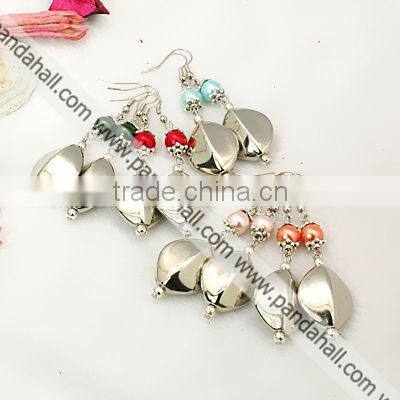 Fashion Glass Pearl Earrings, with CCB Acrylic Pendants(EJEW-JE00503)