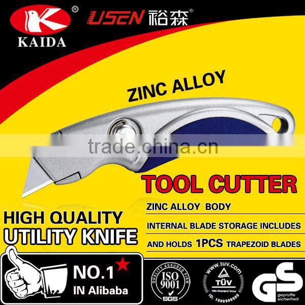 tool cutter 3pcs Trapezoid blade Zinc alloy Auto Retractable Utility Cutter Knife