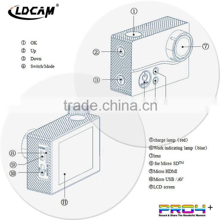 Drop shipping LDCAM pro4+ WIFI 4k Ultra HD action camera 45m waterproof with waterproof case