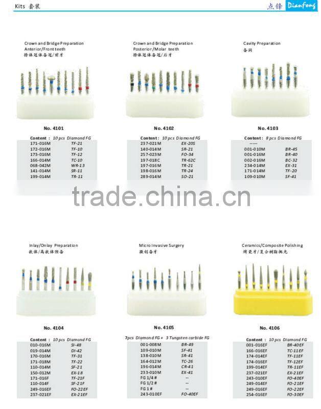 4103 Diamond Burs Kit Dental Instruments Professional Kits Dianfong China dental diamond Cavity Preparation bur