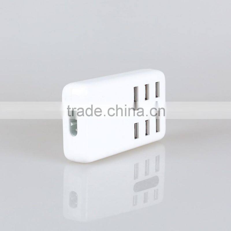 icaber US Plug 6 USB Ports Travel /Home Wall Charger Adapter Outlet USB Slots Charging Extension Power Socket With Switcher