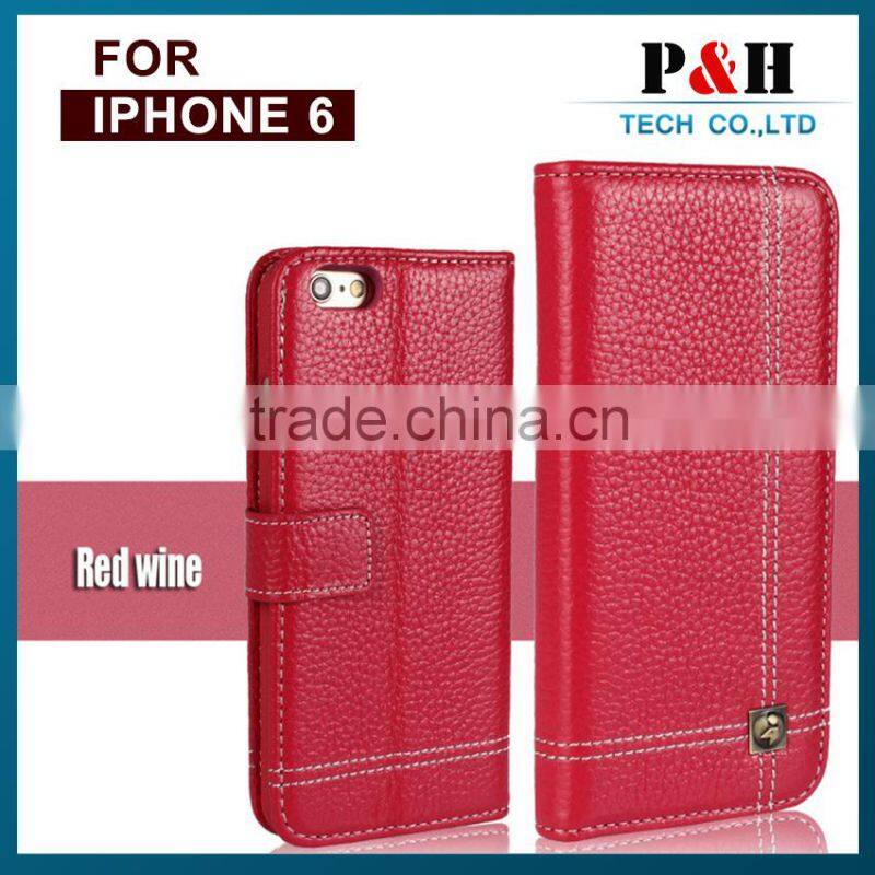 Genuine Leather Wallet Case For Apple iPhone 6 / Plus, Flip Leather Case For iPhone6