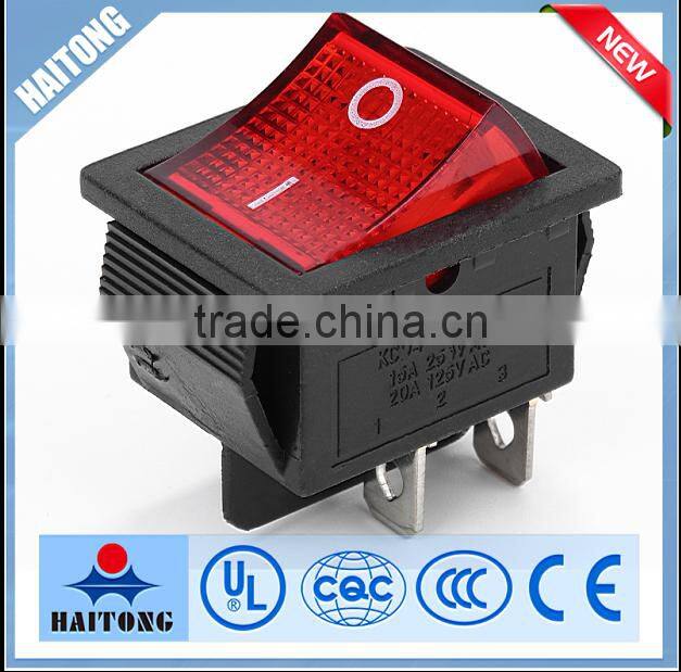 standard grounding red lamp rocker switch 4 pin KCD-4 switch