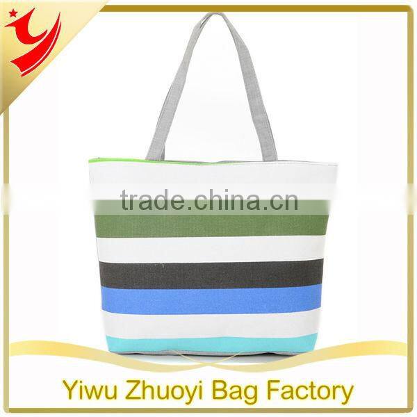 High Quality Striped Canvas Lady Shoulder Tote Bag