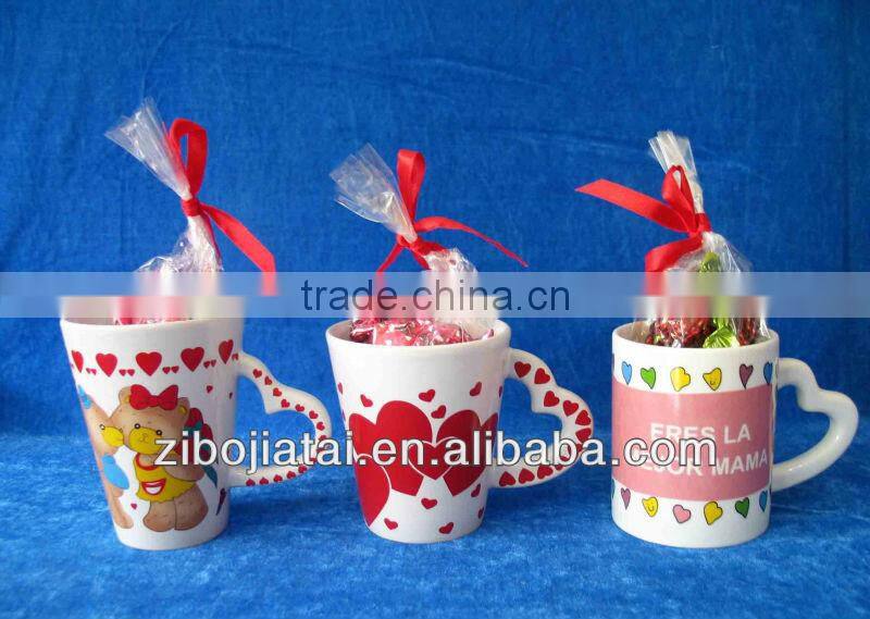 Ceramic V Shape Mug With Fruit Decal Printing