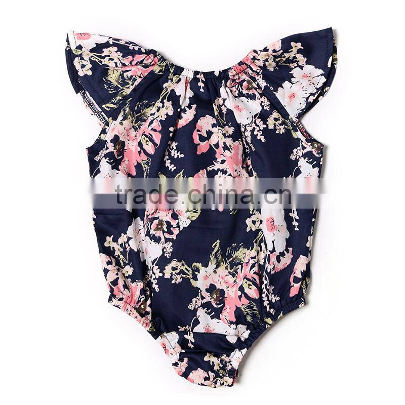 new design cotton boutique clothing little girls flower jumpsuit summer baby girls beach romper