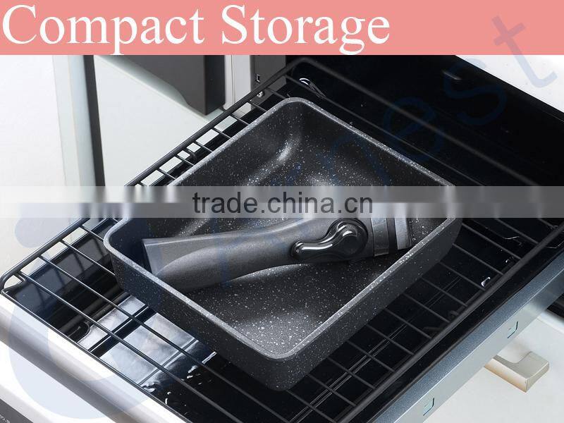 Arnest cookware kitchenware utensils marble coated frying aluminum alloy rolled egg grill roaster compacy pan 76323