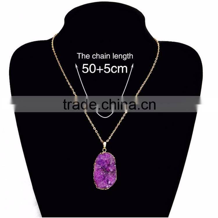Alibaba express hot selling gemstone necklace gold stone necklace