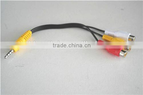 4poles 3.5mm yellow male to 3RCA Female audio cable top quality cabletolink