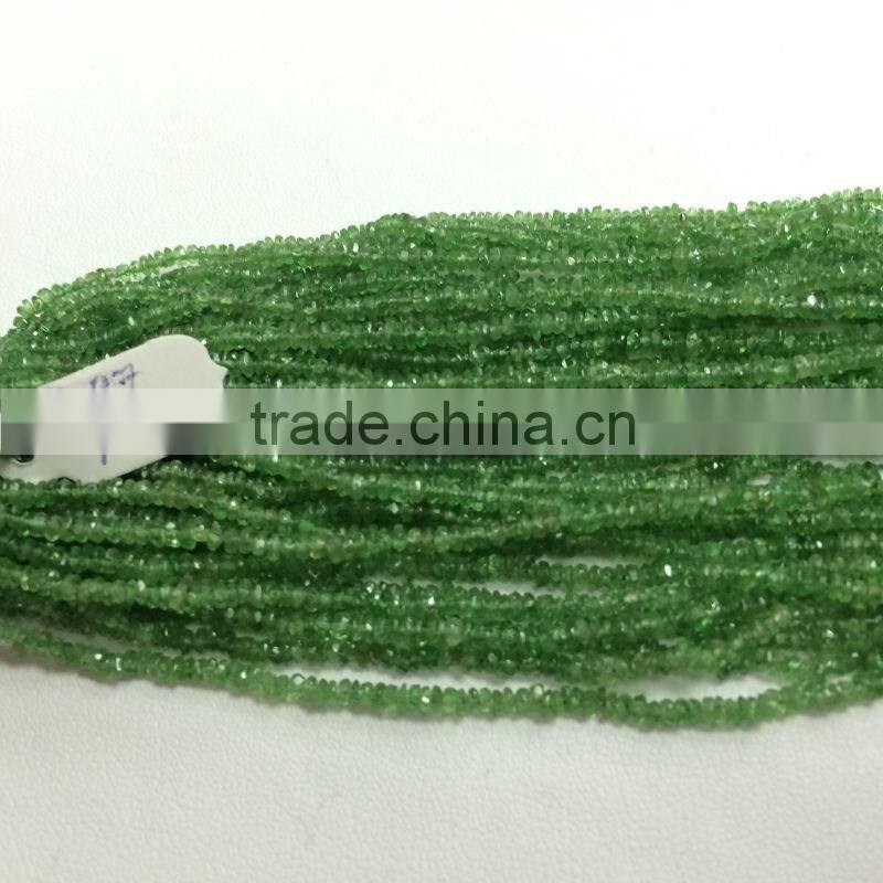 #87NZZ Natural Semi-Precious Roundel Faceted Loose Gemstone Beads Tsavorite