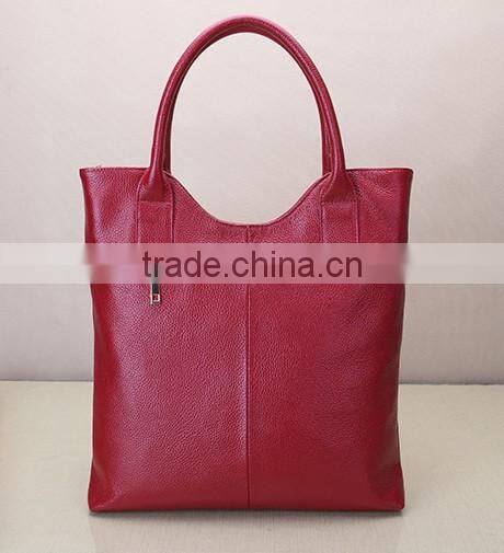 Genuine leather Sample zip closure handbag top handle tote bag