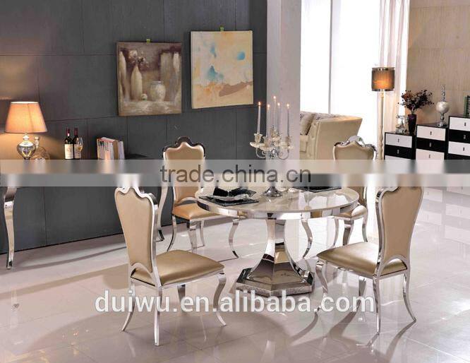 Foshan dining room furniture fashion 201 stainless steel roating round table