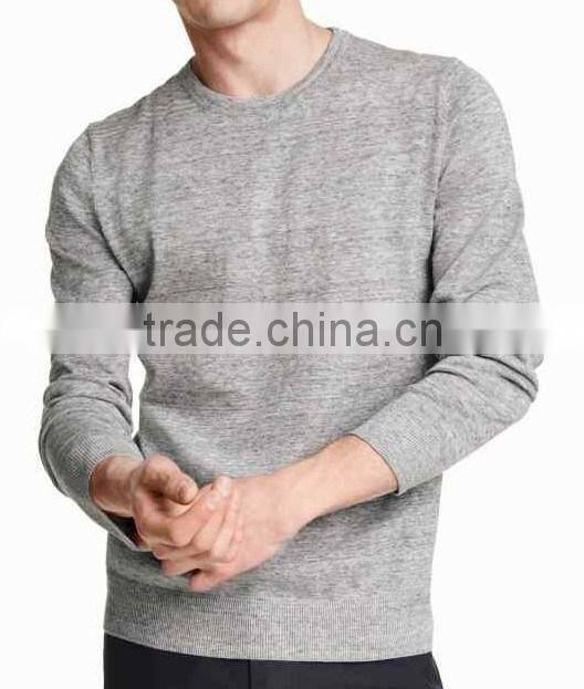 men's' round neck long sleeve pullover with heather effect knitted sweater