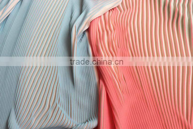 Two tone colors printed woven fabric pleated chiffon fabrics for girls party dresses