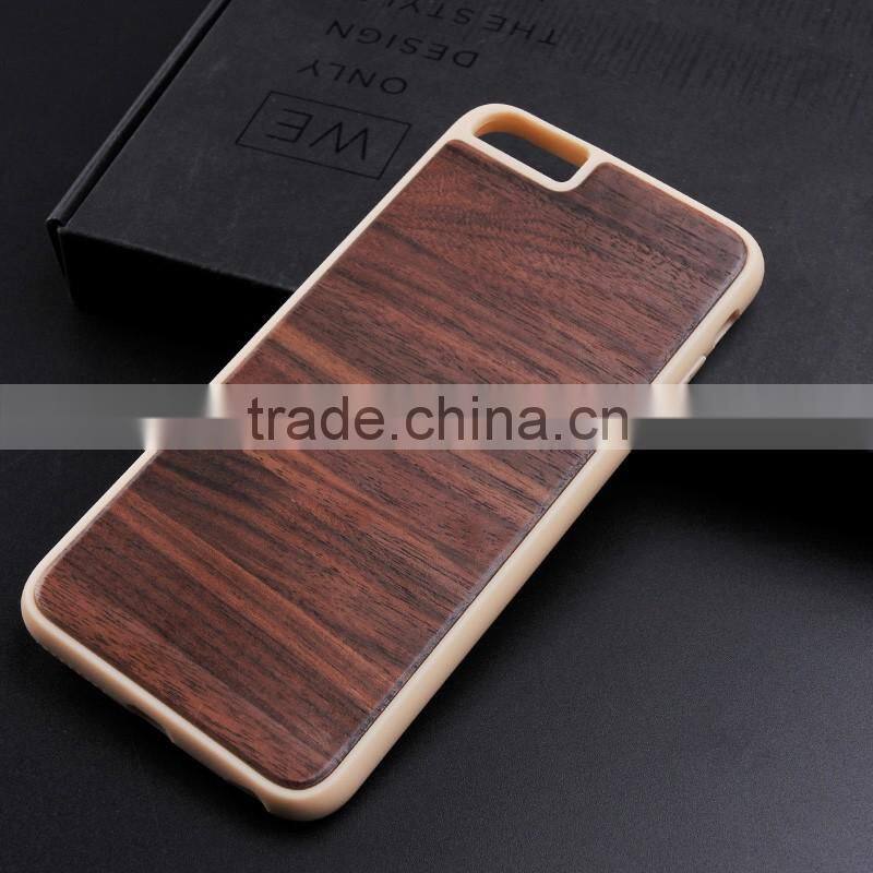 Wood grain leather+tpu shell mobile phone for iphone 7/7s case