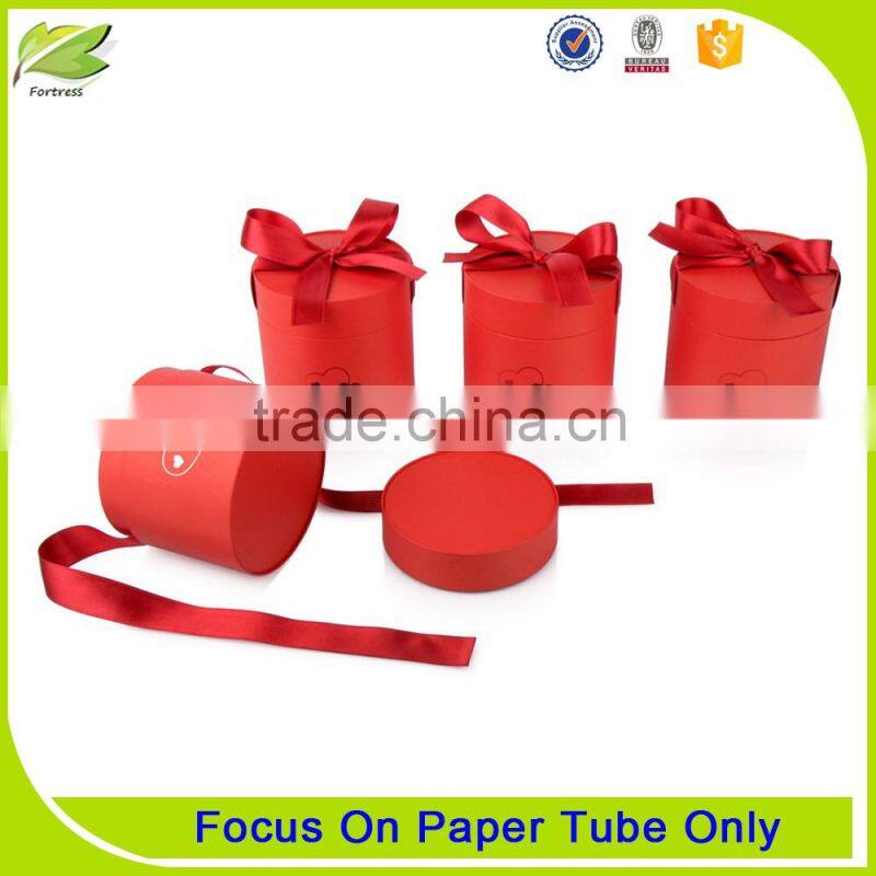High Quality Cardboard paper tube box with Ribbon