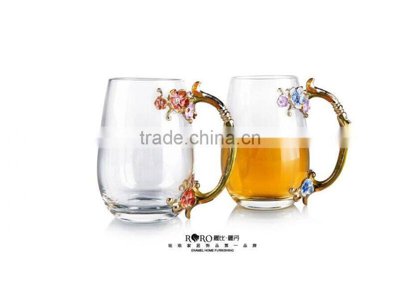 enamel gift pewter design flower model water glass gift