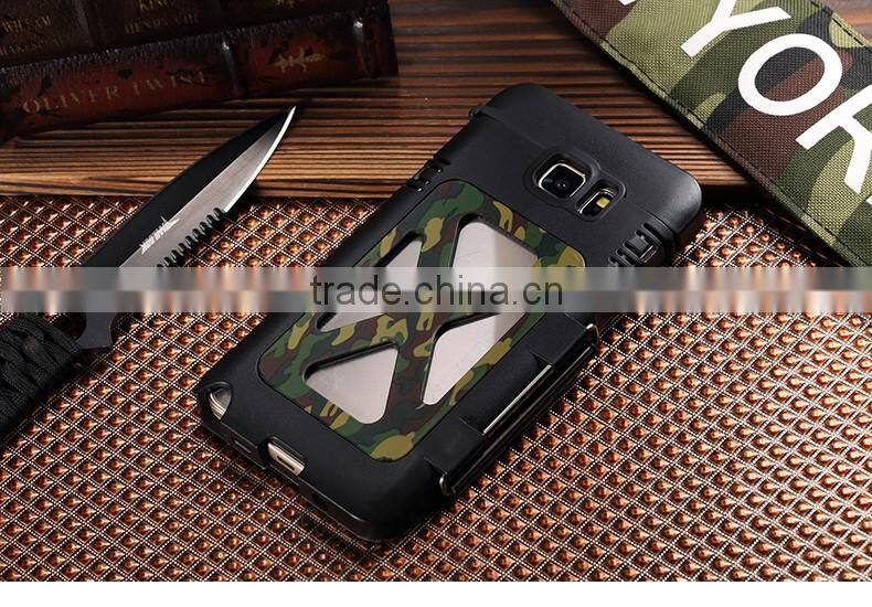 Stainless Steel Flip Smart Cover 360 Iron Man Metal Cover Case for Samsung Galaxy note 5 Camouflage Cool Style