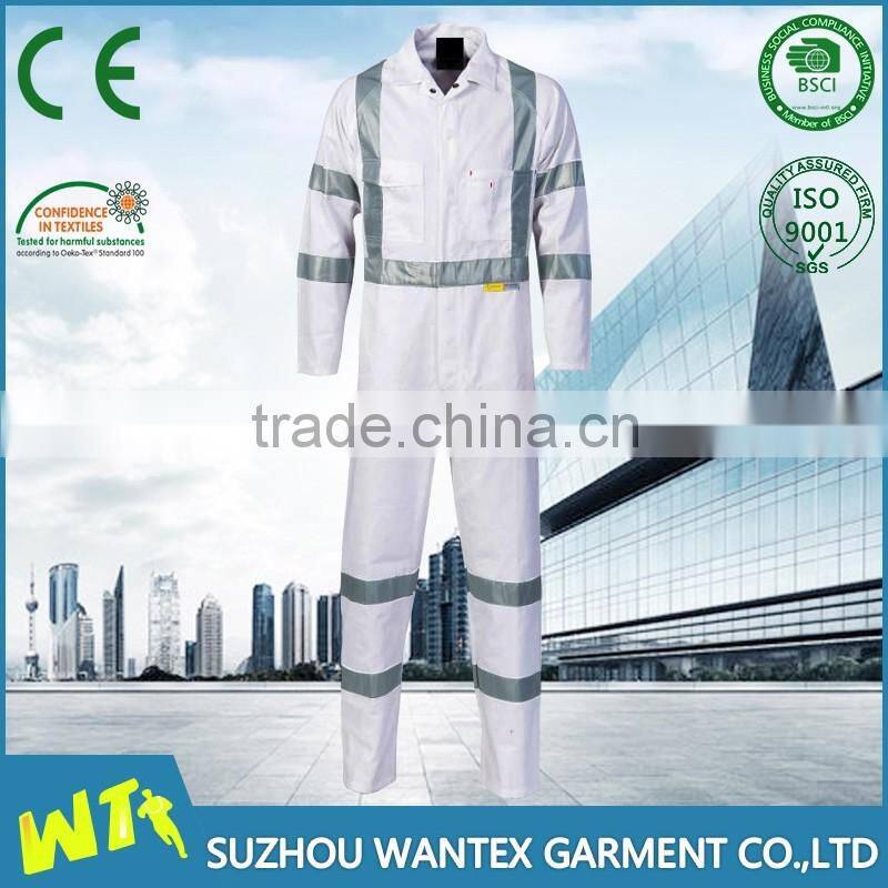 custom wholesale cheap breathable 100% cotton white protective mechanic coveralls