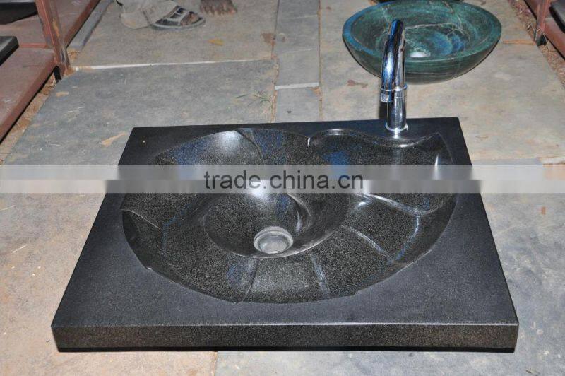 free standing counter top black granite washbasins