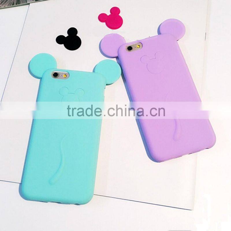 soft silicone Material colorful 3D cartoon Mickey mouse ear phone cover For iphone5 6 6s 7 plus cases