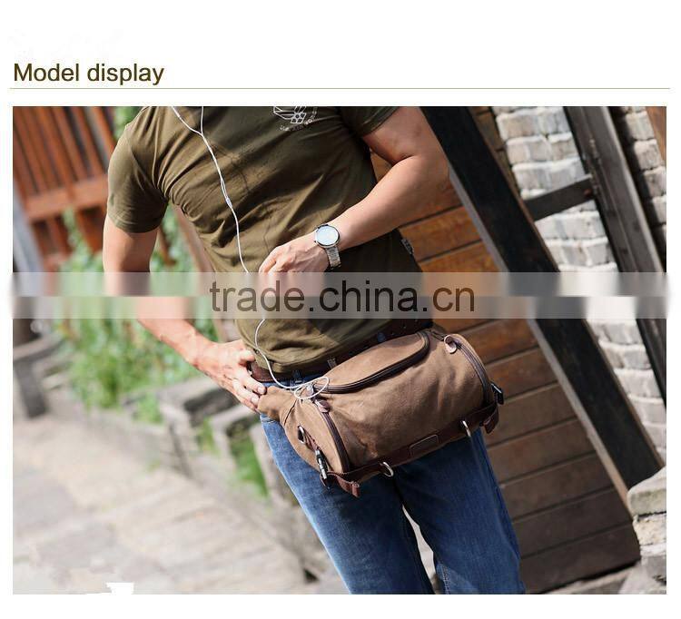 Male Canvas Waist Bag Outdoor Sport Single Shoulder Bag Casual Travel Bag