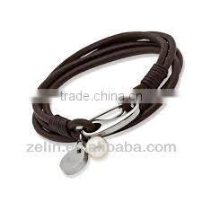 Gold plated with leather bracelet Body Jewelry