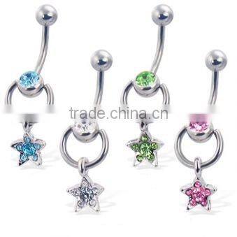 Fashion dangle navel bars body piercing jewelry