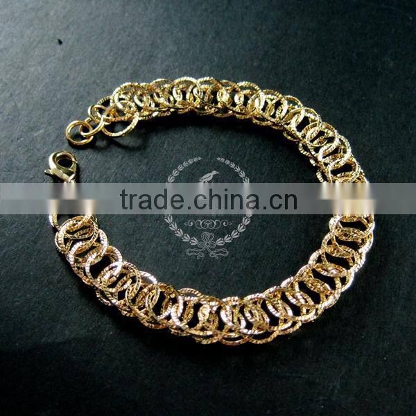 19cm 14K light gold plated brass faceted round circle link fashion DIY bracelet supplies 1900073