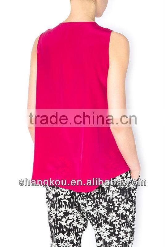 New arrival women chiffon blouse ODM ladies tops images SHK 125