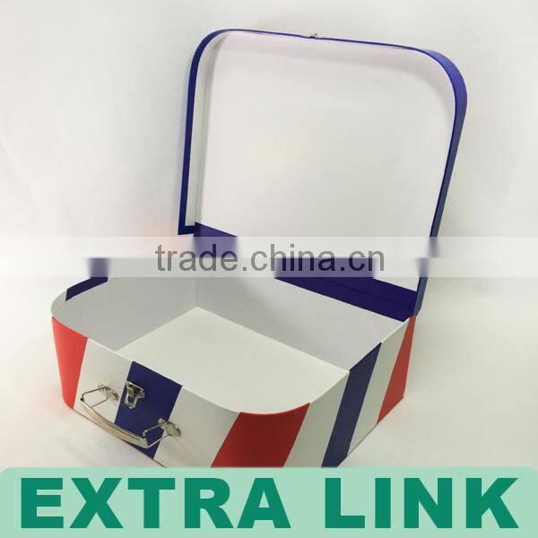 Luxury High Quality Custom Logo Printed Paper Storage Gift Box Suitcase With Metal Handle