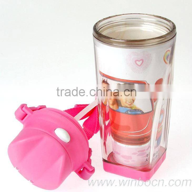 DIY Portable cartoon double walls with sucker water bottle