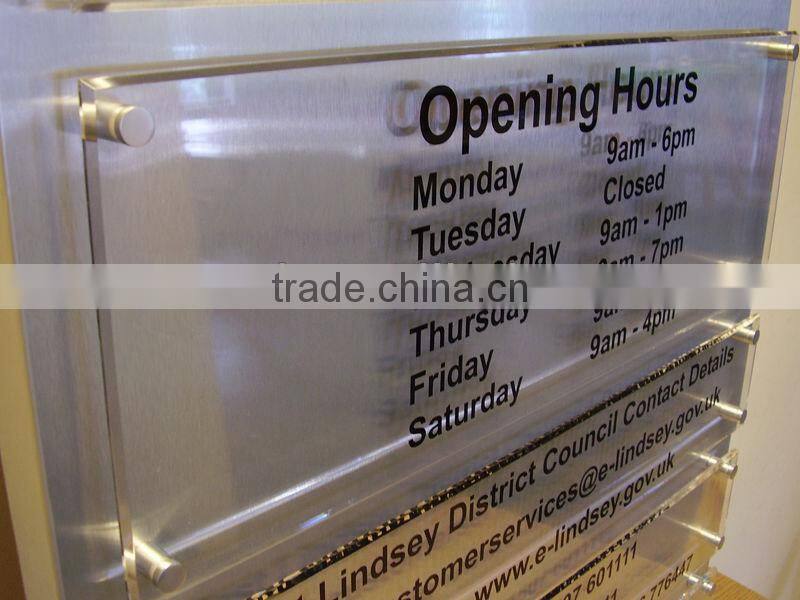 30x8 frosted wall mounted acrylic directional sign with digitally printed text